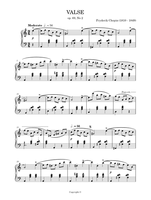 Valse, Op. 69, nº 2 – Frédéric Chopin Valse, Op. 69, nº 2 – Fryderik Chopin