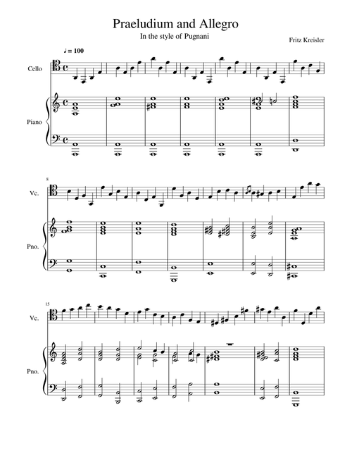 Kreisler - Praeludium and Allegro (Cello)