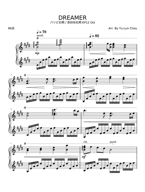 DREAMER – 96neko Arr.By Yu-Lun Chou