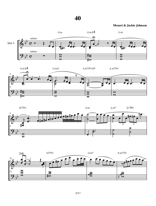 40 Inspired by Mozart's Symphony #40 (Arr. Jackie Johnson) (Piano Vocal)