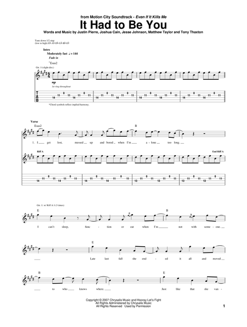 It Had To Be You - Motion City Soundtrack (Guitar Tab)