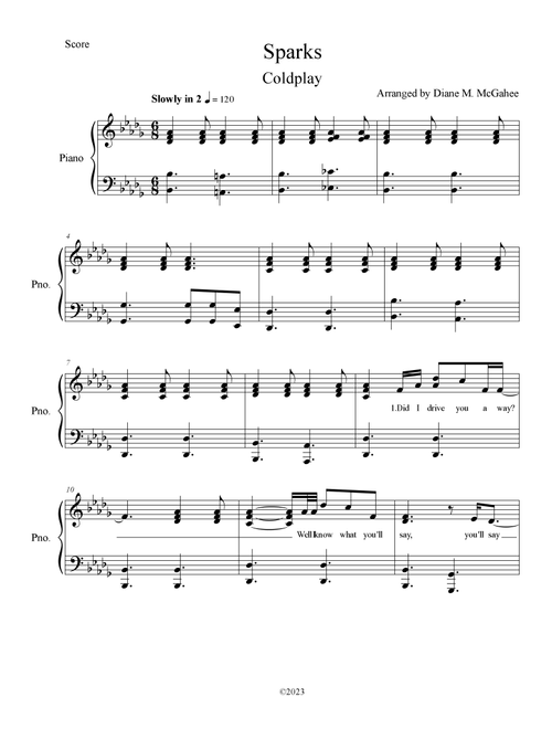 Sparks (Arr. Arranged by Diane M. McGahee) - Coldplay (Piano Vocal)