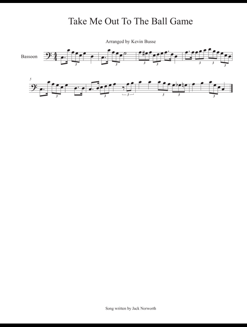 Take Me Out To The Ball Game - Bassoon (Arr. Kevin Busse) (Bassoon Solo)