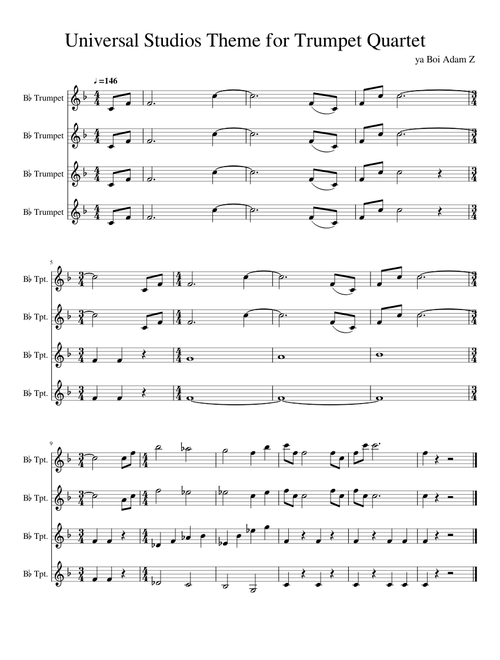 Universal Studios Theme for Trumpet