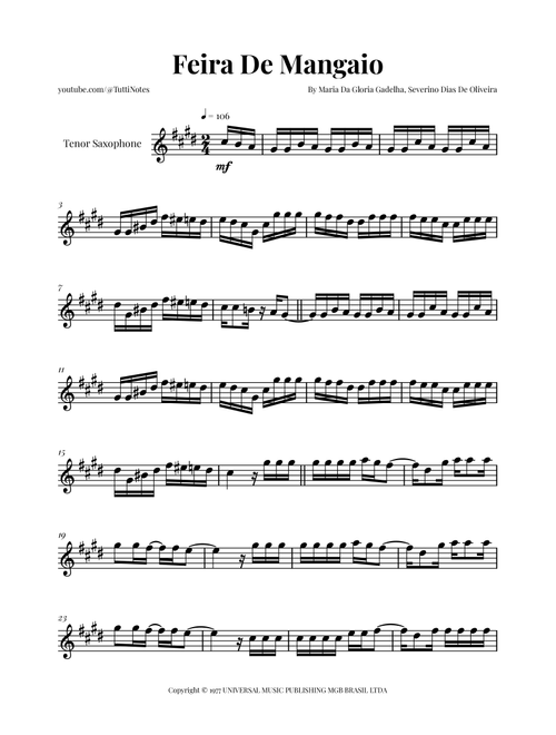 Feira De Mangaio (Arr. Glauco Fernandes) - Severino Dias De Oliveira, Maria Da Gloria Gadelha (Tenor Sax Solo)
