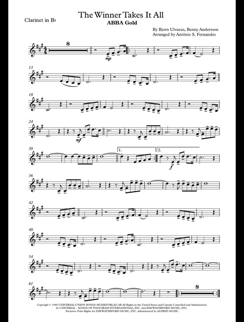 The Winner Takes It All (Arr. Antônio S. Fernandes) - ABBA (Clarinet Solo)