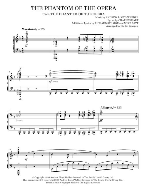 The Phantom Of The Opera - Andrew Lloyd Webber, Charles Hart, The Phantom Of The Opera Musical (Piano Solo)