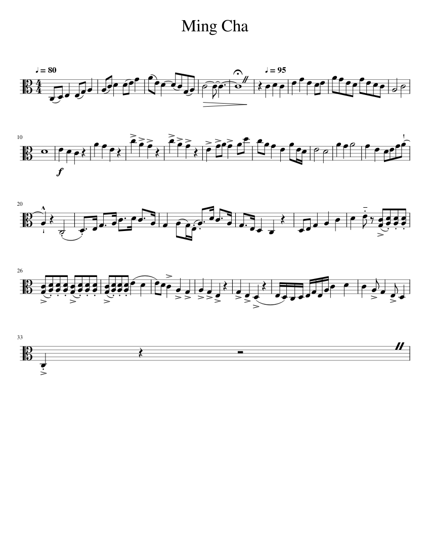 Ming Cha Sheet Music for Viola (Solo) | MuseScore.com
