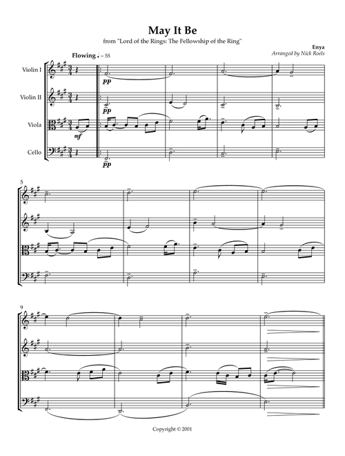 May It Be (Arr. Nick Roels) - Enya (String Quartet)
