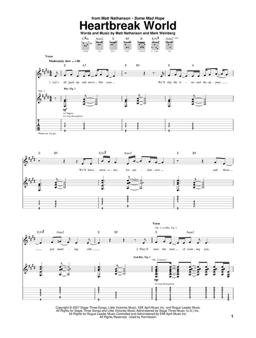Heartbreak World - Matt Nathanson (Guitar Tab)