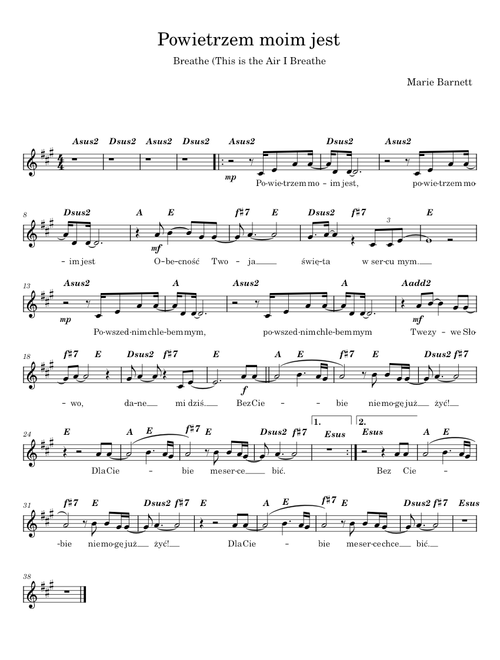 Powietrzem moim jest (Breathe) - Marie Barnett
