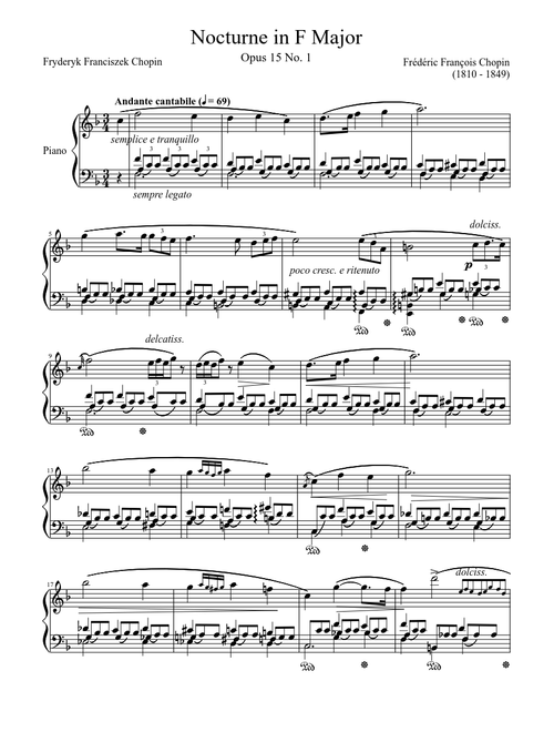 Nocturne Opus 15 No. 1 in F Major