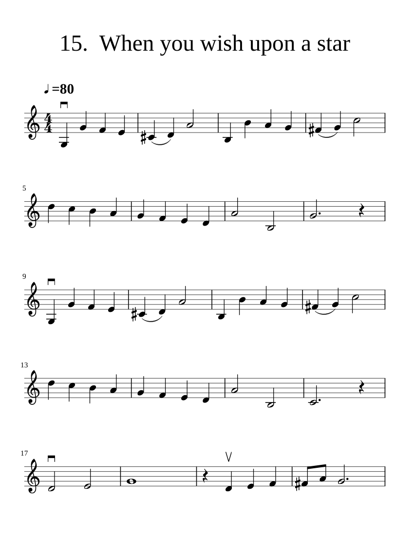Elementary 2 (Violin) , 15. When you wish upon a star Sheet music for