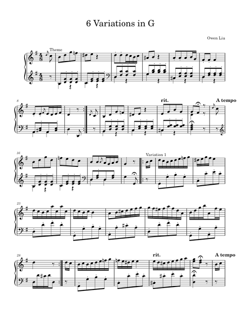 6 Variations in G - Owen Liu