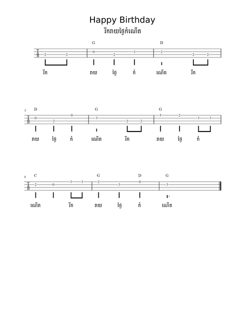 Happy Birthday Ukulele Tab