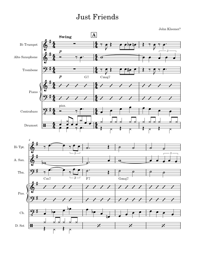 Just Friends – John Klenner Sheet Music with Chords for Piano