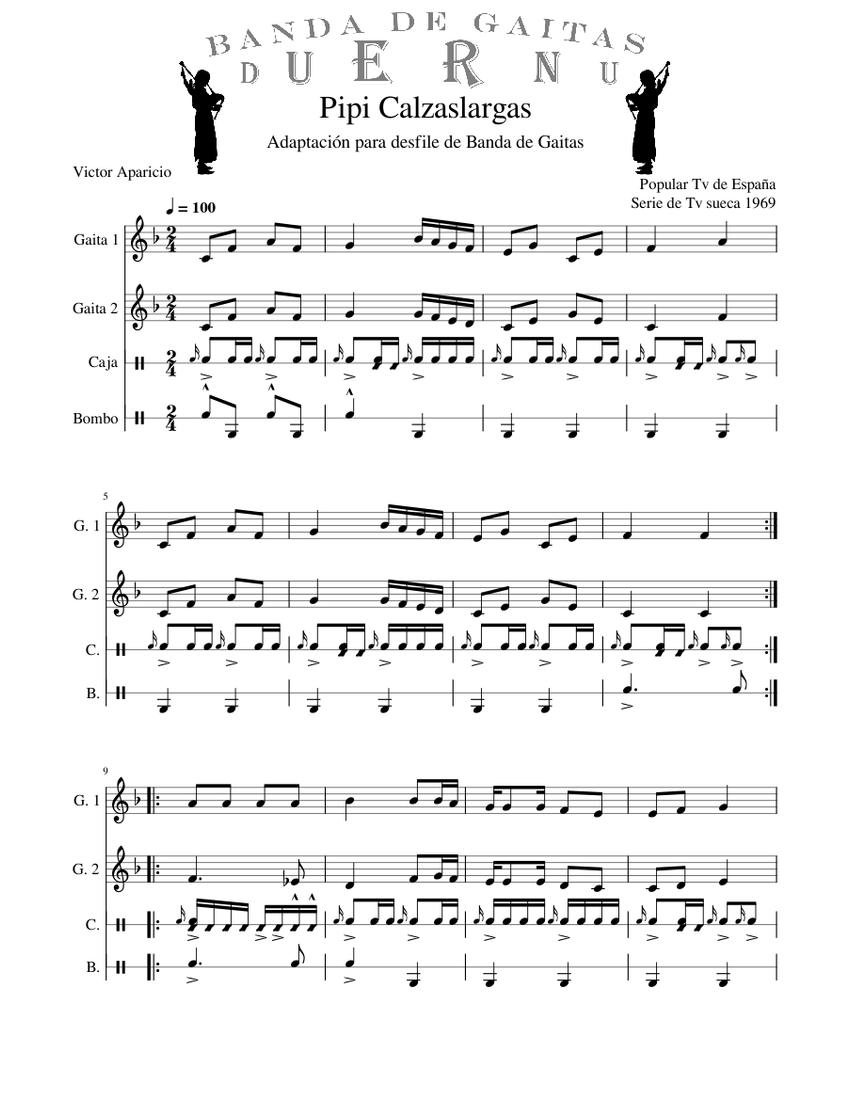 Pipi Calzaslargas Sheet Music For Snare Drum Bass Drum Pipes Bagpipe pipi-calzaslargas-sheet-music-for-snare-drum-bass-drum-pipes-bagpipe