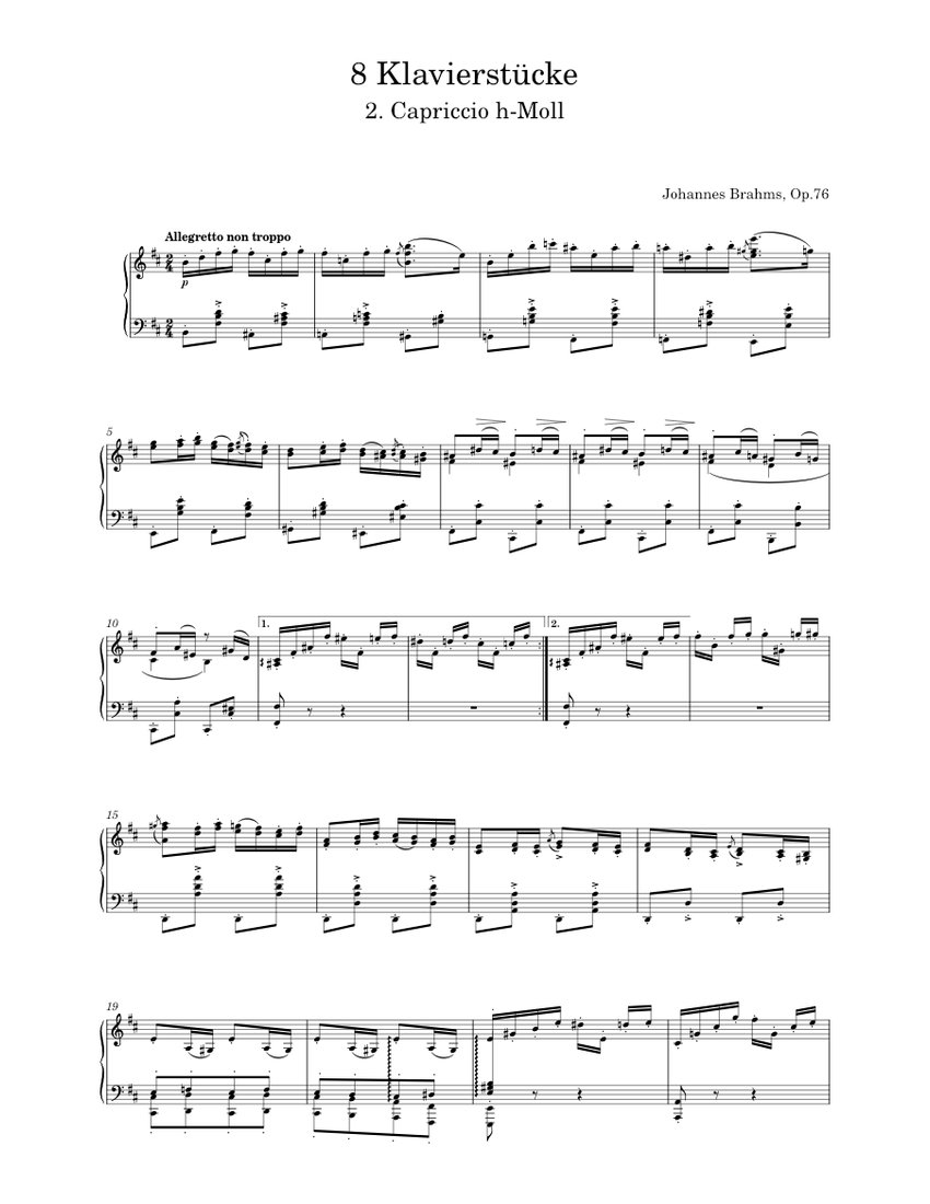 8 Piano Pieces, No.2 Cappriccio b-minor, op. 76-2 – Johannes