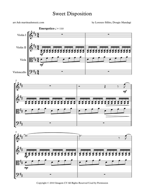 Sweet Disposition (Arr. Martin Ash) - The Temper Trap (String Quartet)