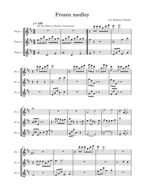 Frozen Medley – Kristen Anderson-Lopez & Robert Lopez - Flute Trio