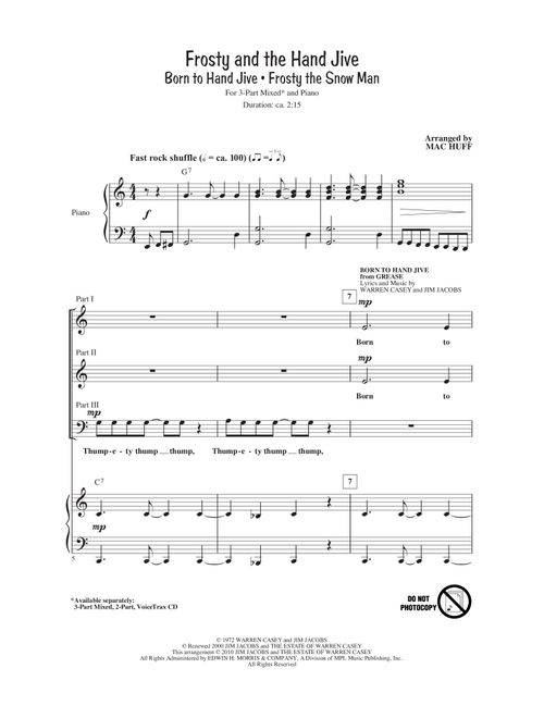 Frosty And The Hand Jive (Arr. Mac Huff) (Choral, 3-Part Mixed)