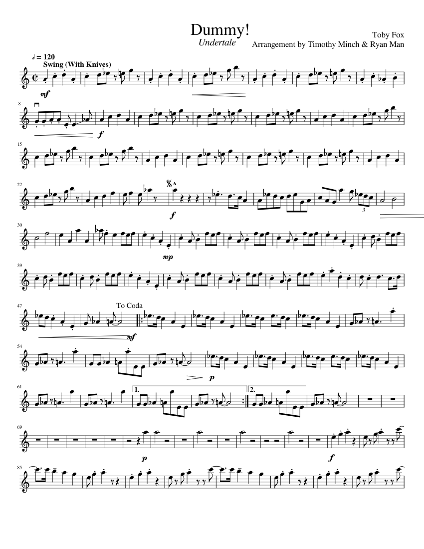 Dummy Sheet music for Clarinet in b flat Solo Musescore