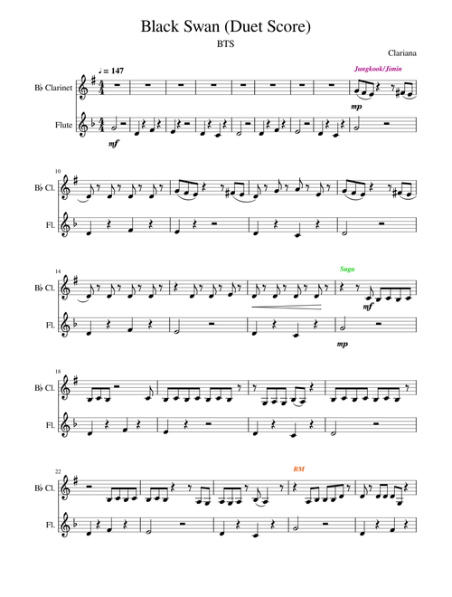 Black Swan - BTS (Duet Score)