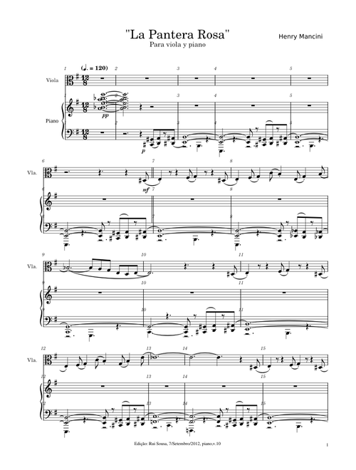"La Pantera Rosa" Para Viola y Piano. – Henry Mancini