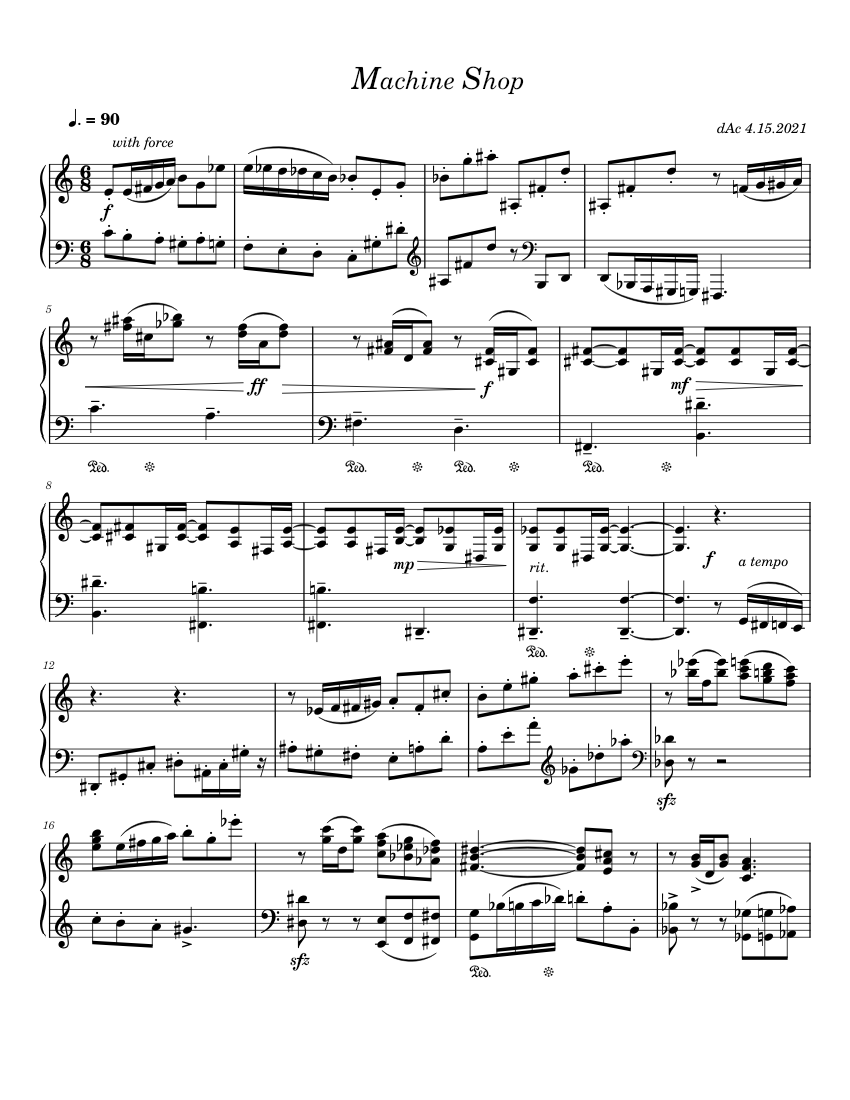 Machine Shop Letras Machine Shop Sheet Music for Piano (Solo) | MuseScore.com
