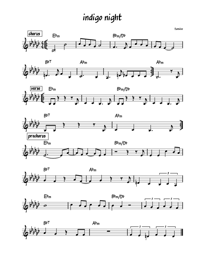 Indigo night – Tamino Sheet Music with Chords for Piano (Solo