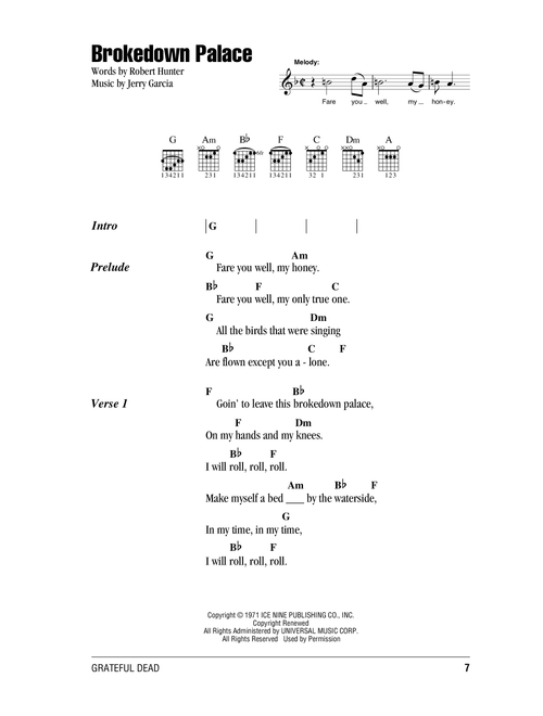 Brokedown Palace - Grateful Dead (Guitar Chords-Lyrics)