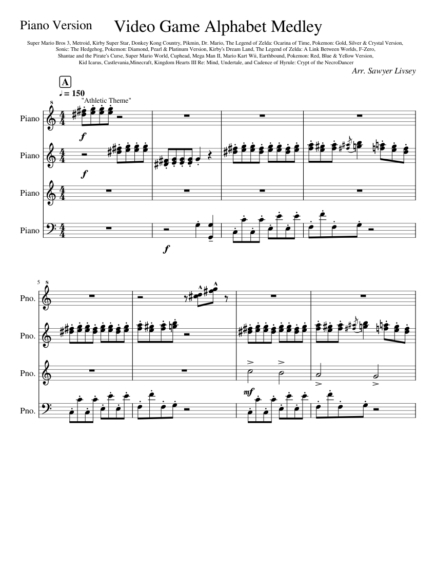Video Game Alphabet Medley Sheet music for Piano (Piano Duo ...