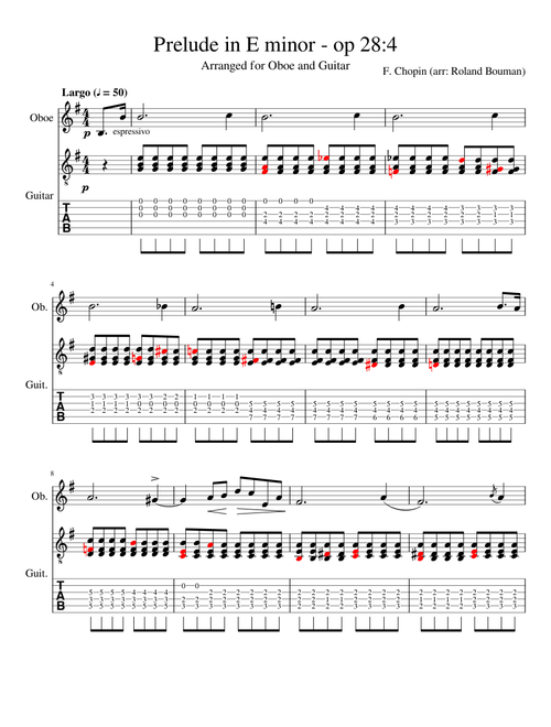 F. Chopin: Prelude in E minor (Opus 28 no 4) - Arranged for Oboe and Guitar