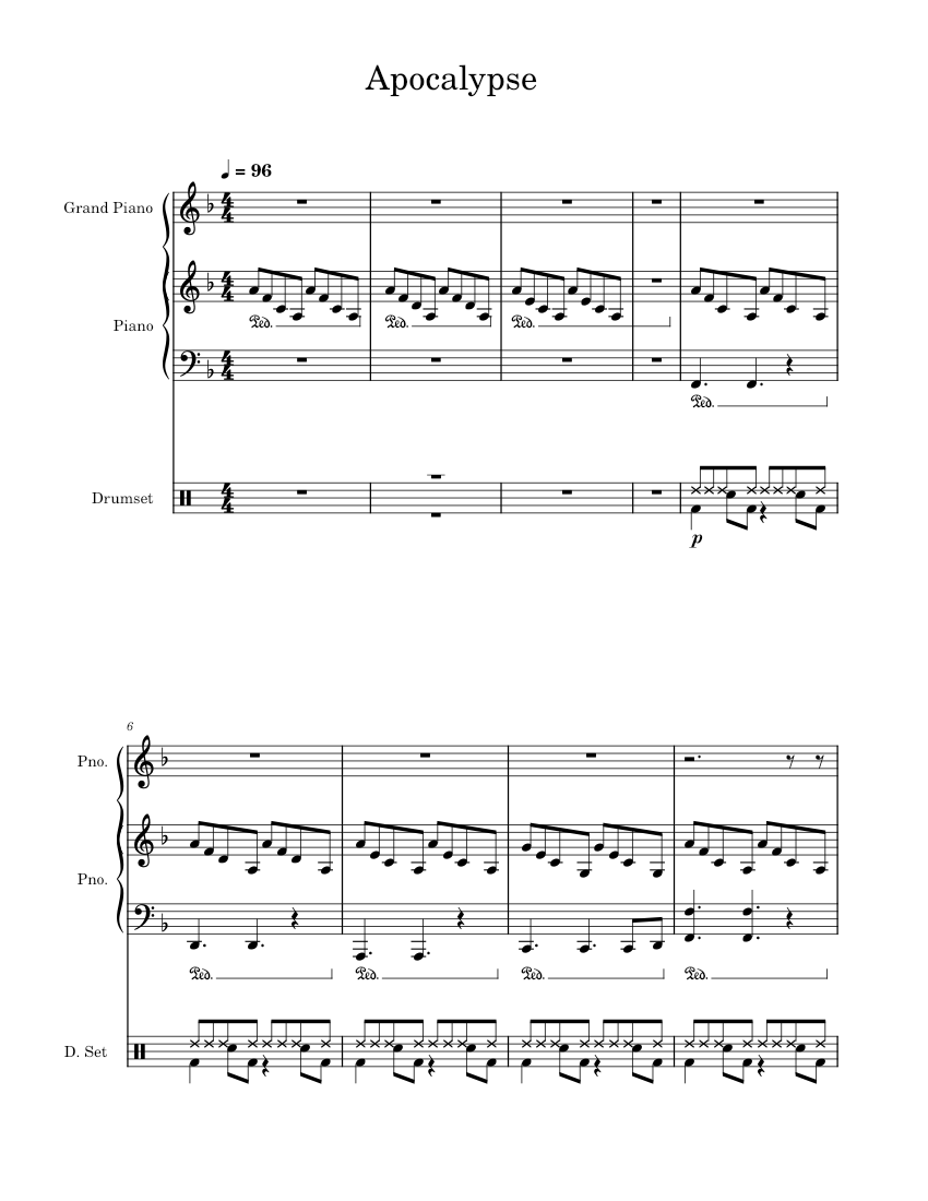 Apocalypse Cigarettes After Sex Sheet Music For Piano Drum Group Piano Voice 