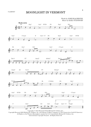 Play Official version of Moonlight In Vermont Sheet Music by