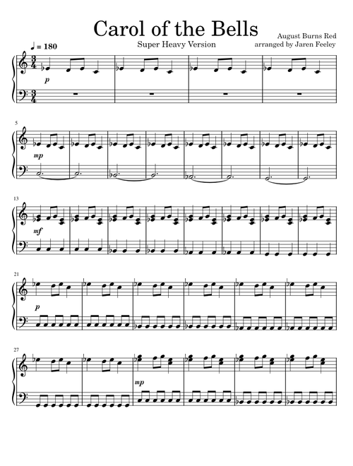 Carol Of The Bells - August Burns Red (Heavy Metal Piano)