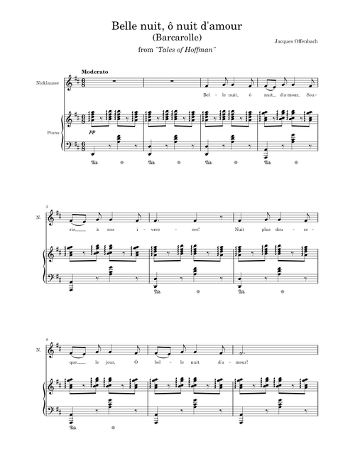 Belle nuit, ô nuit d'amour (Barcarolle) from Les contes d'Hoffman: Jacques Offenbach