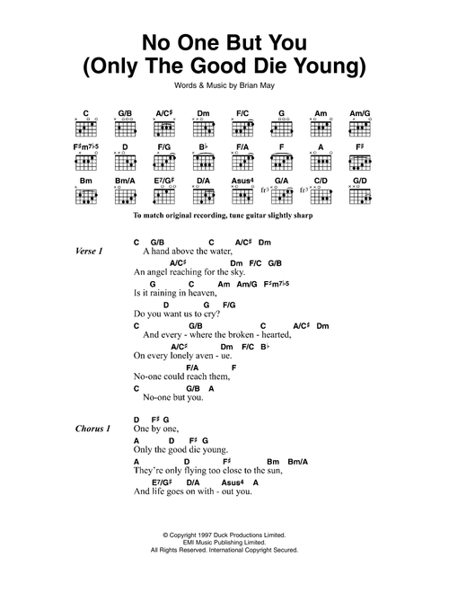 No One But You (Only The Good Die Young) (from We Will Rock You) - Queen (Guitar Chords-Lyrics)