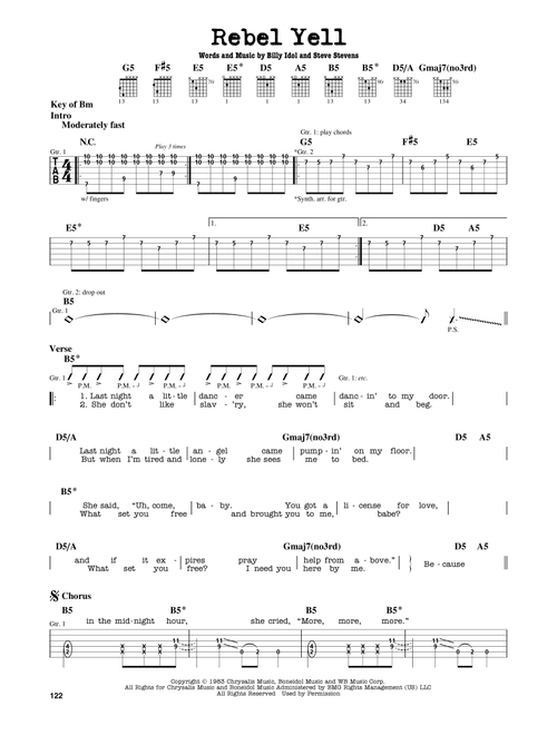 Rebel Yell - Billy Idol (Guitar Lead Sheet)