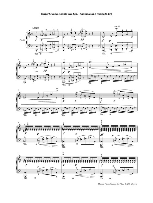 Piano Sonata No.14a K.475 - Wolfgang Amadeus Mozart (Piano Solo)