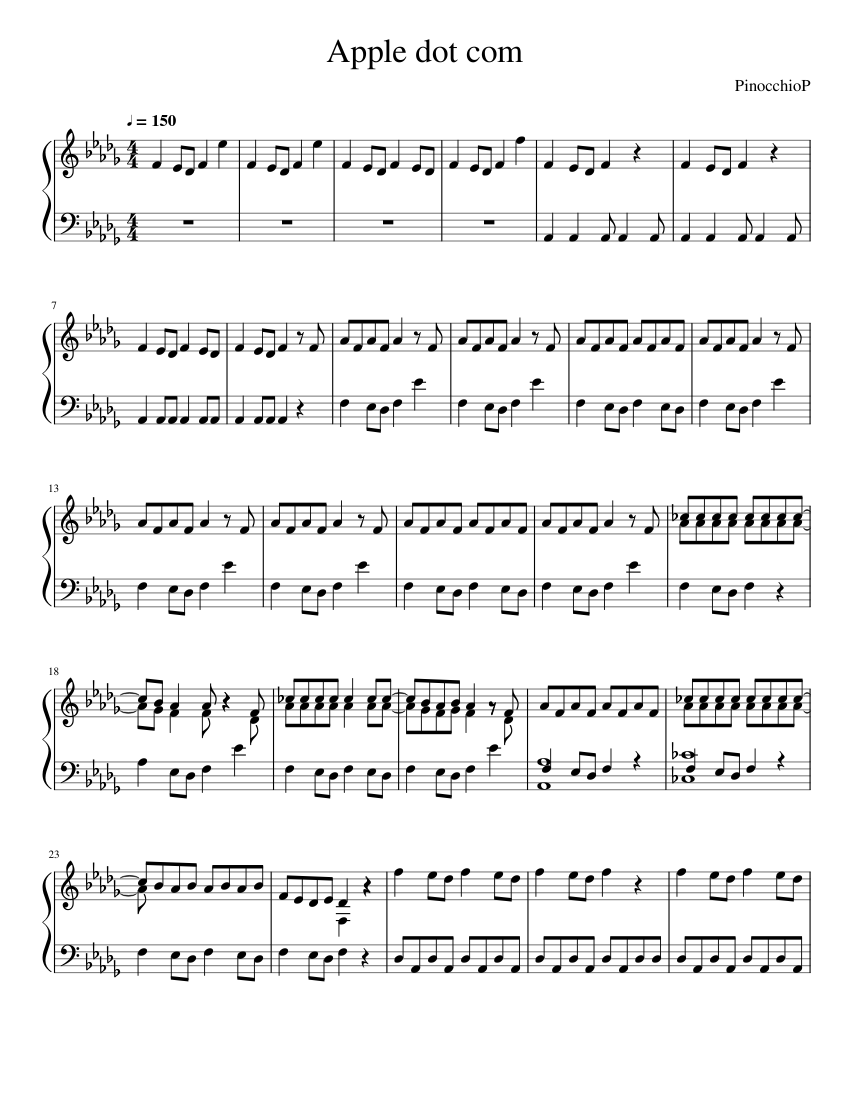 Apple Dot Com - PinocchioP Sheet Music For Piano (Solo) | Musescore.com