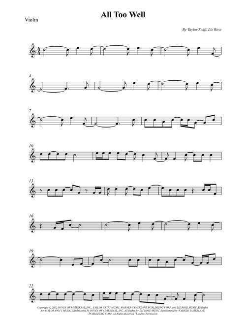 All Too Well (Arr. Wesley S. SIlva) - Taylor Swift (Violin Solo)