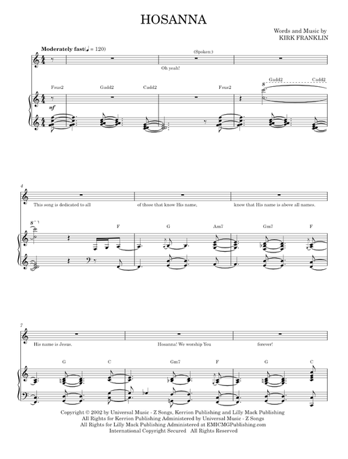 Hosanna - Kirk Franklin (Piano-Vocal-Guitar)