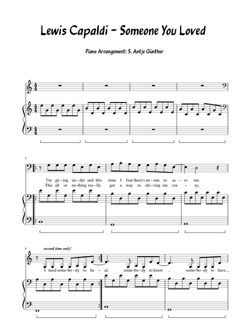 Lewis Capaldi Someone You Loved easy pianowords