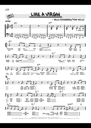 Play Official version of Like a virgin Sheet Music by Madonna for Piano ...