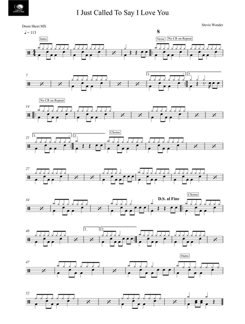 I Just Called To Say I Love You (Arr. Drum Sheet MX) - Stevie Wonder (Drums)