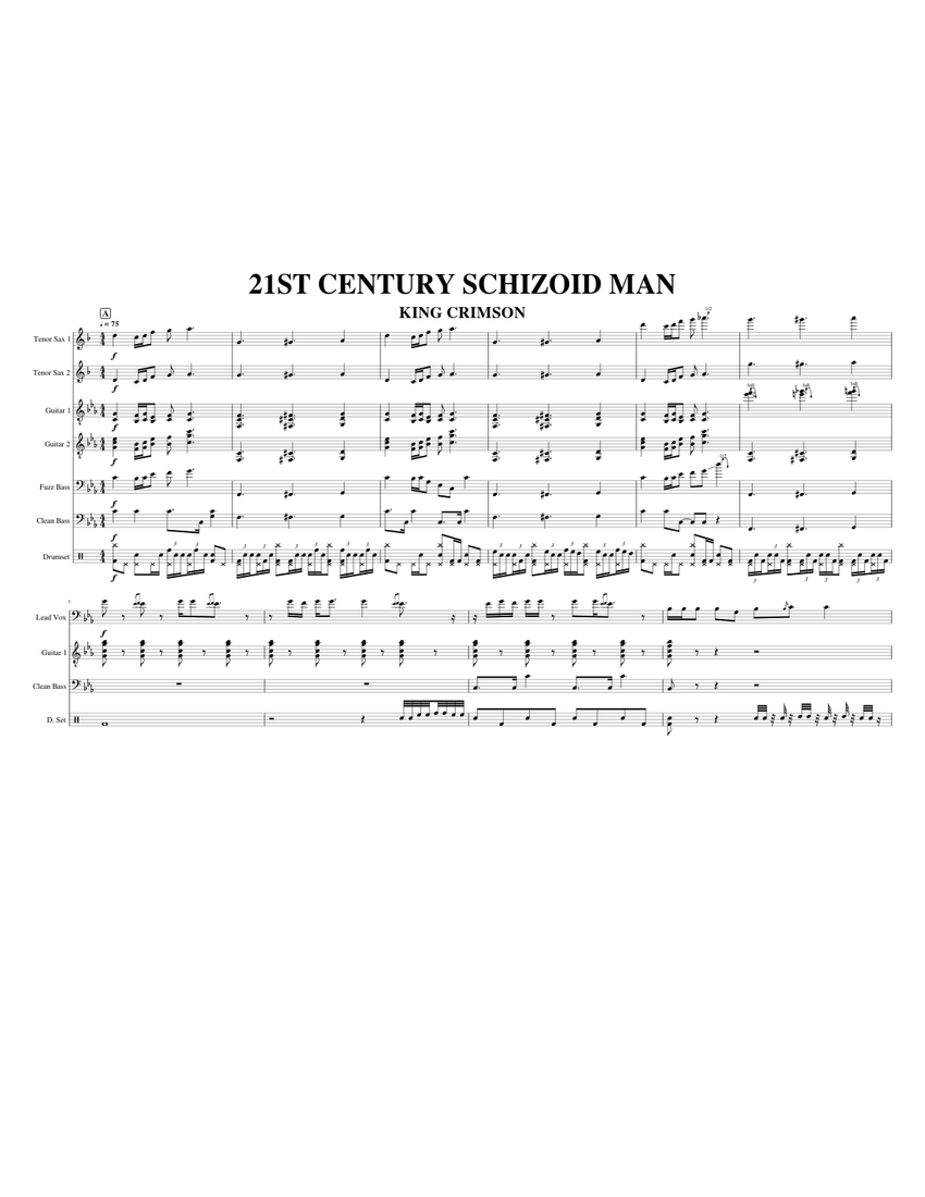 21st Century Schizoid Man - King Crimson [Transcription] Sheet Music ...