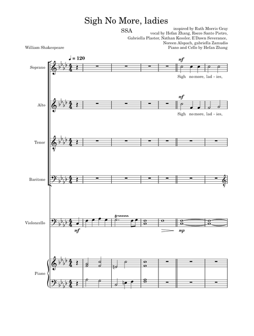 Sigh No More, Ladies – Ruth Morris Gray Sigh No More, Ladies (with Piano and Cello) - Ruth Morris Gray