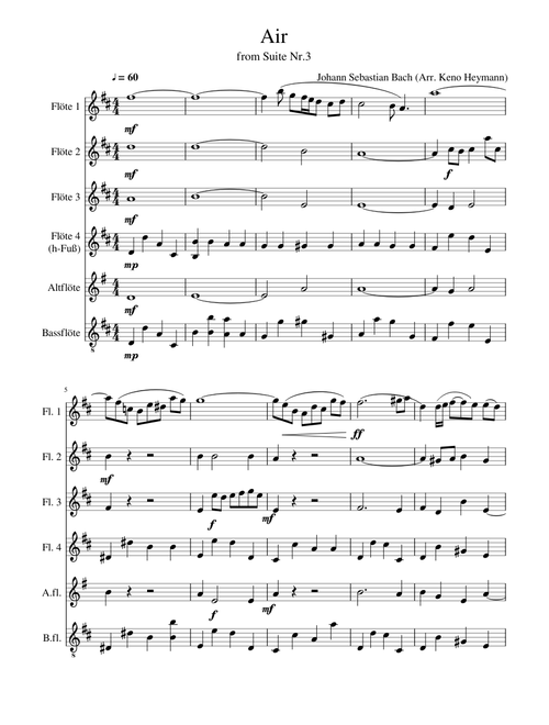 Air from J. S. Bach (4 Flutes, Alto Flute, Bass Flute)