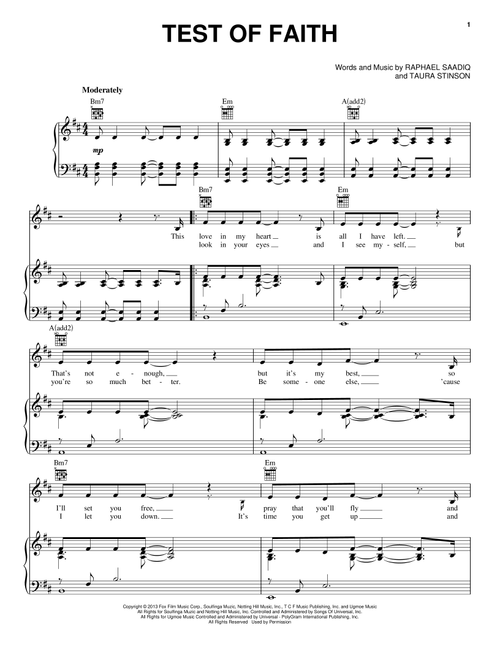 Test Of Faith - Jennifer Hudson (Piano-Vocal-Guitar)